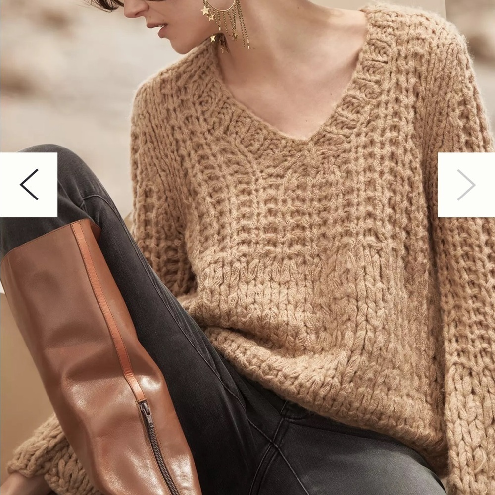 Anthropologie Moon River Delaney Sweater Pullover Chunky Knit Tan Sz XS - Picture 14 of 14